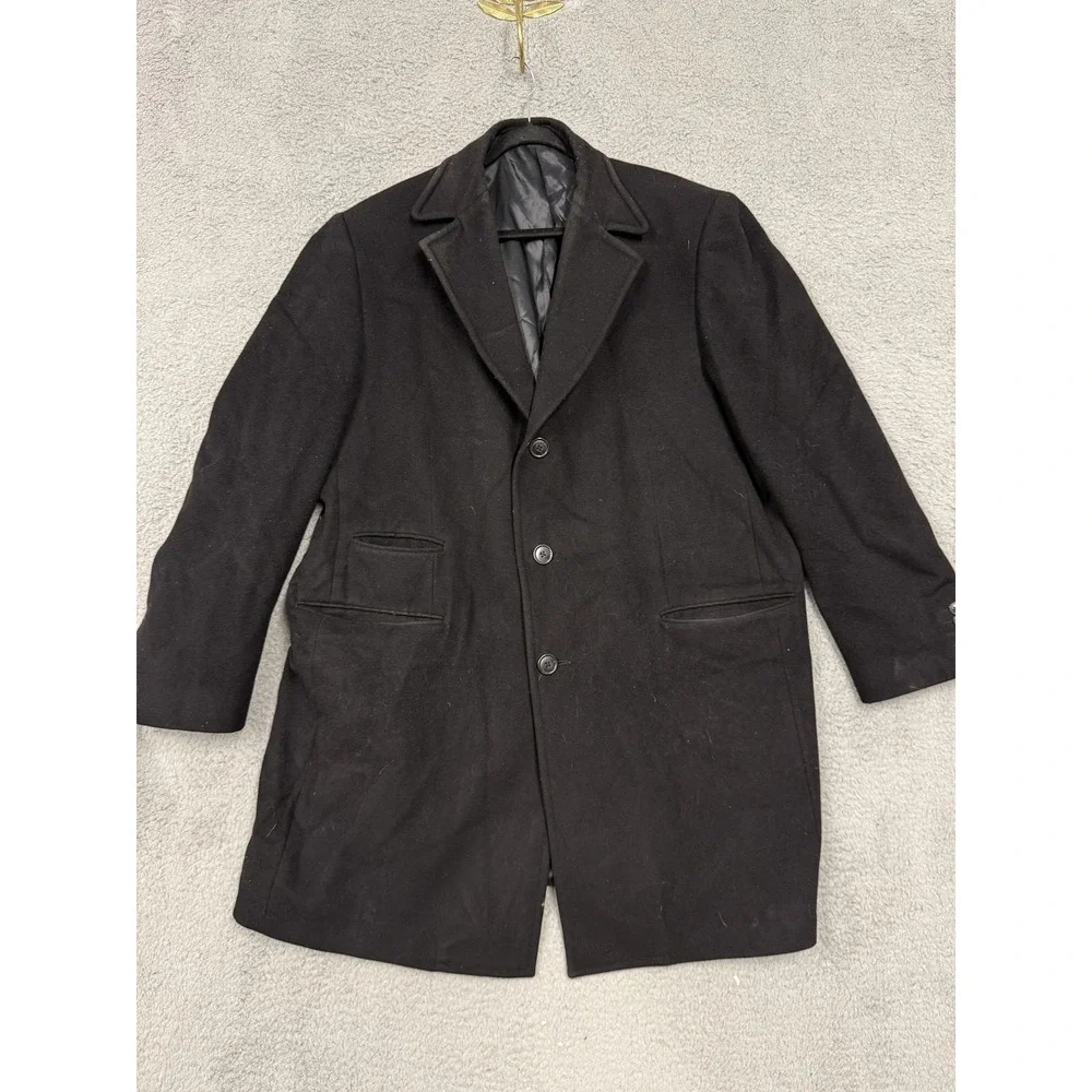 S. Cohen Coat Mens 48R Black‎ Wool Cashmere Blend Overcoat 3 Button Notch Lapel